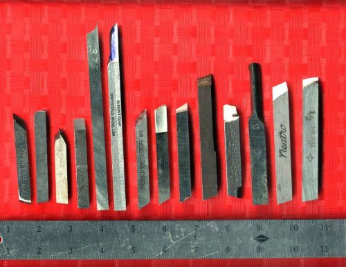 LOT of 14, (5) - 1/2&#034;, &amp; (9) - 3/8&#034; Square HSS Metal Lathe Tool Cutter Bits / B
