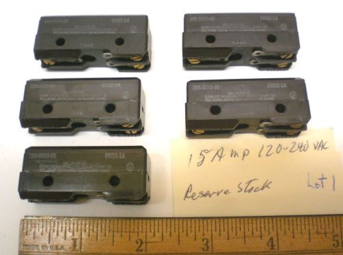 5 Snap Action Switches,15 Amps, Miniature, ROBERT SHAW #285-5010-00, Made in USA