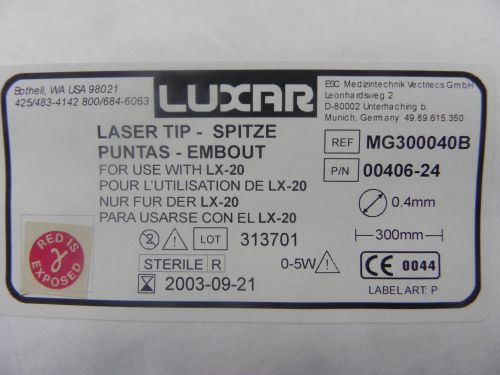 Luxar Lumenis Aesculight Laser Tips MG300040B 00406-24 300mm 0.4mm New Expired