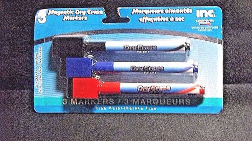 1 set three dry eraser markers black/blue/red with magnet and eraser caps new for sale