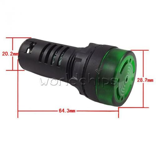 2PCS 220V 22mm AD16-22SM Green LED Flash Alarm Indicator Light Lamp w/ Buzzer