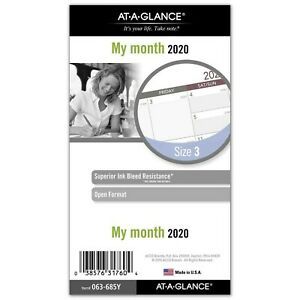 AT-A-GLANCE 2020 Monthly Planner Refill, Day Runner, 3-3/4&#034; x 6-3/4&#034;, Portabl...