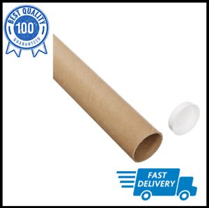 Mailing Tubes with Caps Fibreboard 2&#034; x 48&#034; Kraft Shipping Supplies (Pack of 50)