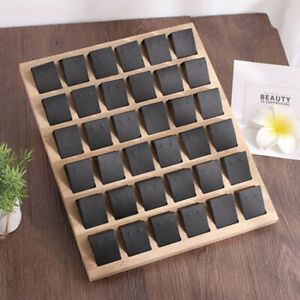 Bamboo Tray Earrings Display Stand Jewelry Expositor Ear Studs Holder Black