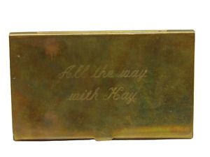 Vintage Brass Business Card Holder Case Engraved All the way with Kay