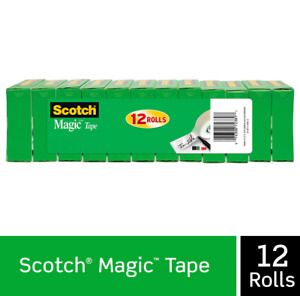 New- Scotch Magic Invisible Tape, 3/4&#034; x 1000 inches, Clear, 12 rolls, 810K12