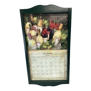 Green Lang Graphics Vertical Wood Wall Calendar Holder w/pen slot NICE! S62