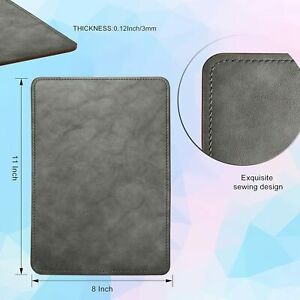 Leather mouse pad, microfiber base with stitched edges, non-slip, (mint green)