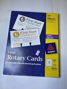 Avery #5386 Large Rotary Cards 3&#034; x 5&#034; White Sealed Pack 150 Cards New