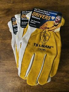 3 Pair Of Tillman 1418 Reinforced Top Grain/Split Cowhide Drivers Gloves Large