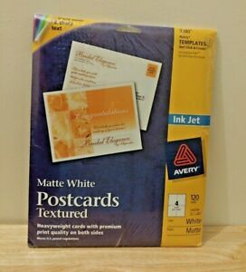 Sealed Avery Ink Jet #3380 Matte White Postcards Textured 120 Cards