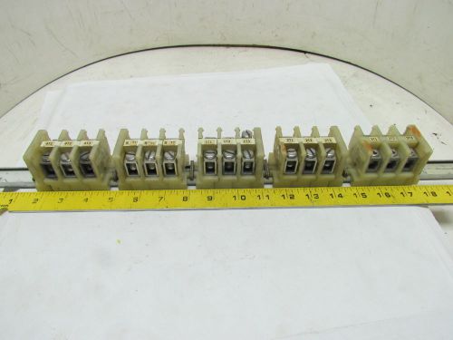 Terminal Block Strip 1/0 Wire Size 15-Blocks 25&#034; Long x 1-3/16&#034; (30mm) DIN Rail