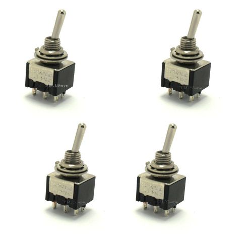 Lot of 4 DPDT ON/OFF/ON Miniature Toggle Switches
