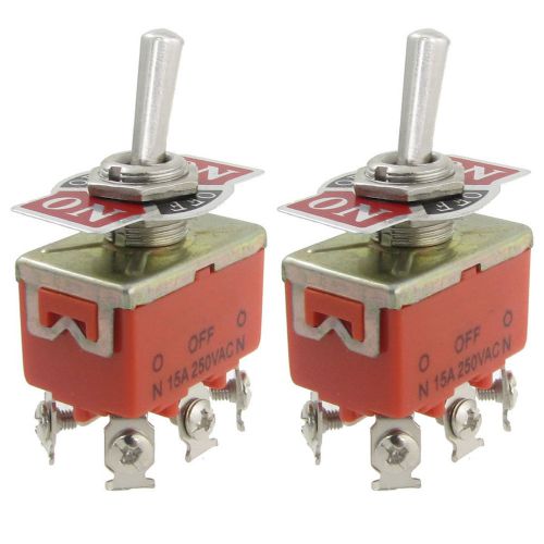 New 2 Pcs Metal Resin AC 250V 15A Amps ON/OFF/ON 3 Position DPDT Toggle Switch T