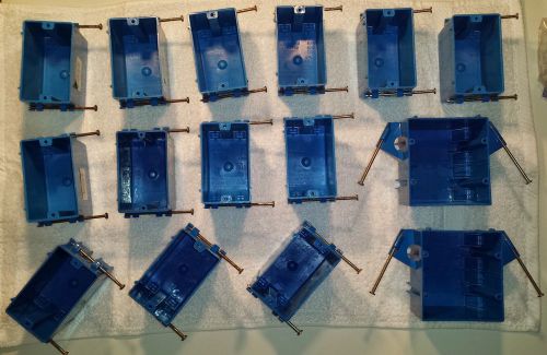 Electrical Boxes, NEW, 15pc, Carlon, blue PVC. (gang,remodel,new construction)