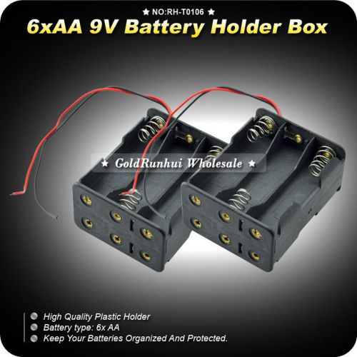 2pcs high quality battery holder box case w/wire 6 x aa 9v a# for sale