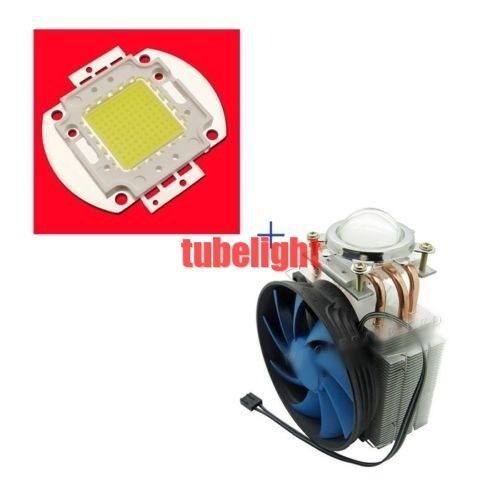 Heat sink 3 copper pipe+fan+44mm lens+100w high power led light white 6000-6500k for sale
