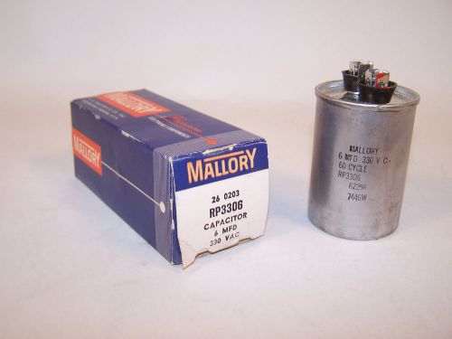 NEW Mallory RP3306 6 mf 330V Vintage Capacitor NOS Tested