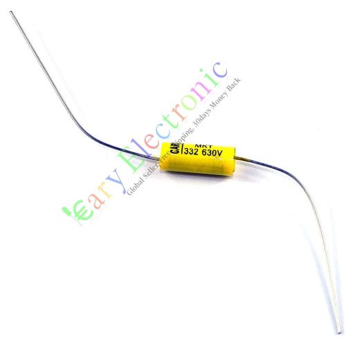 10pcs yellow long lead axial polyester film capacitor 0.0033uf 630v fr tube amps for sale