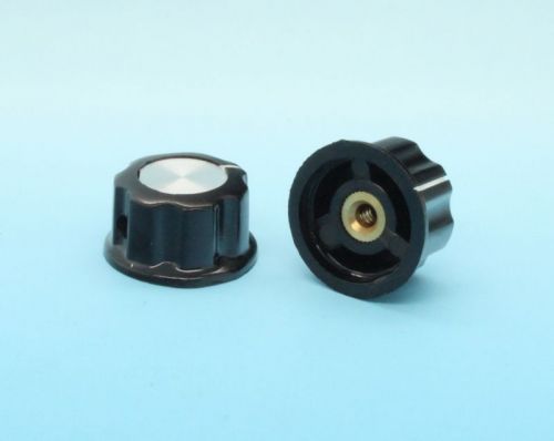10 x bakelite skirted control knob set screw type 27mmdx16mmh black 4mm shaft for sale