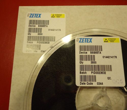 3000 pcs ~ Zetex PNP High Speed Transistor BSS65TA SOT-23 NEW REEL IN BOX