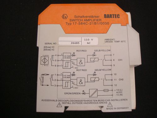 Bartec balluff namur switch amplifier 17-584c-21b1/0030  110vac for sale