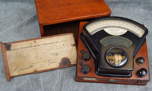 Antique WESTON D.C. Voltmeter Model 1, 1900 Direct Current Rare w/case
