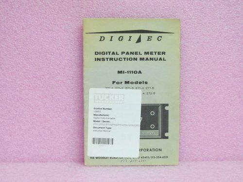 Digitec manual 271, 272 series digital panel meter instruction manual w/schem. for sale