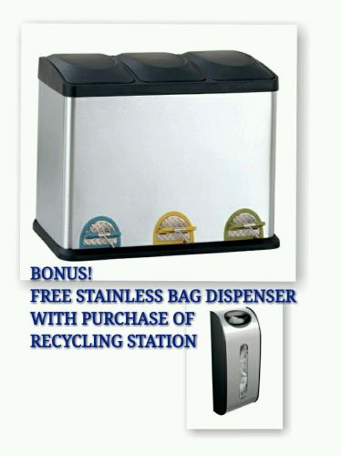 Recycling Trash Station Center Stainless Container Bin Can Office Kitchen Garbag