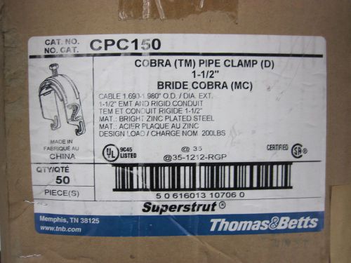 50 new unistrut t &amp; b cpc150 cobra pipe clamps 1 1/2&#034;   loc. i-16 for sale
