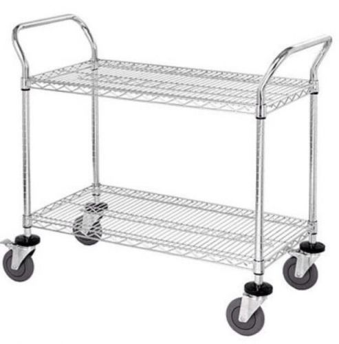 3 Shelf Chrome Rolling Wire Shelving Utility Cart-2400 lbs Capacity