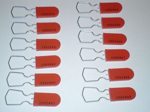12 Supply Source One Padlock Security Seals , Red , Steel Wire