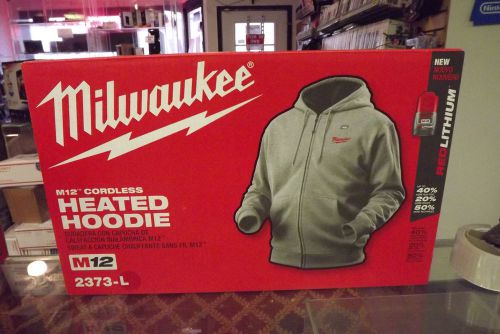 Milwaukee m12 gray heated hoodie kit - large 2373-l new for sale