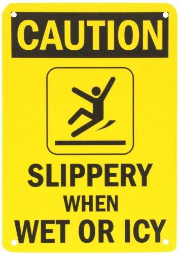 Smartsign Safety Sign Legend &#034;caution: Slippery When Wet Or Icy&#034; Black On