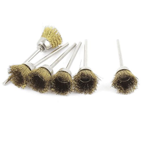 6 Pcs 2.3mm Shank 15mm Cup Shape Brass Wire Polishing Brush for Rotary Tool
