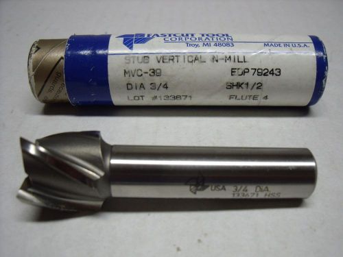 3/4&#034; fastcut tool hss m7 end mill, 1/2&#034; shk,  4 flute, 5/8&#034; loc, 2-5/8&#034; oal for sale