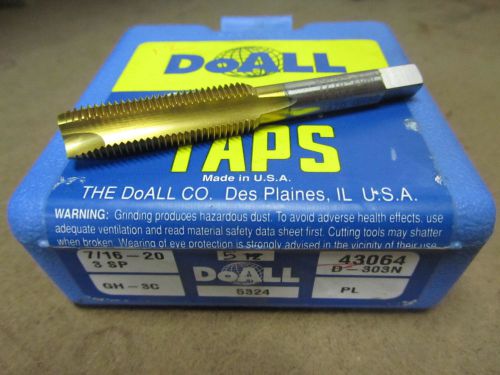 DOALL 7/16&#034; -20 GH-3C Spiral Point 3 Flutes Plug Tap TiN Coated 43064 USA