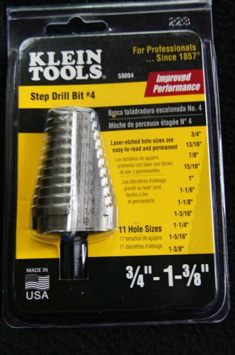 Klein tools step drill bit 4 59004 3/4&#034;-1-3/8&#034; new! for sale