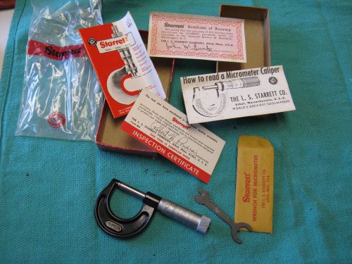 Starrett Outside Micrometer Caliper 436-P 1&#034;-2&#034; With Box, Wrench And Paperwork