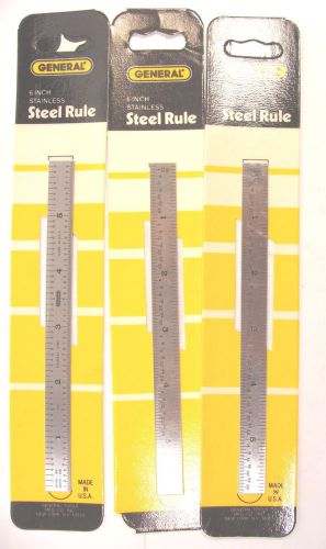 3 NOS General USA machinist mechanic 6&#034; PRECISION STAINLESS STEEL RULE #633