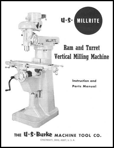 Us burke millrite mv-1 milling machine manual for sale