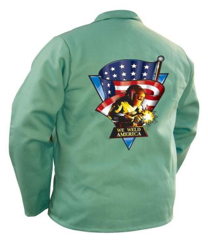 Tillman 9030 30&#034; 9 oz. Green FR Cotton &#034;We Weld America&#034; Logo Jacket, X-Large