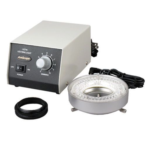 80-LED Microscope Ring Light w Heavy-Duty Metal Box and Adapter