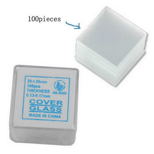 100 Pieces Microscopy Lab Cover Slide Glass for Microscope 20*20 mm
