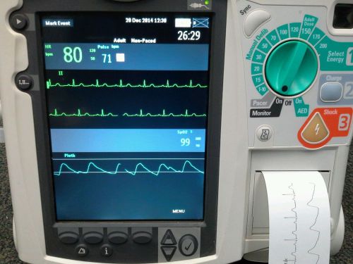 Philips heartstart mrx m3535a patient monitor aed, ecg, spo2, battery, printer for sale