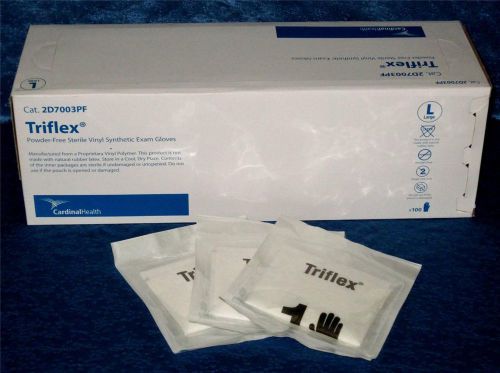 100 Cardinal Health Triflex Powder Latex Free Sterile Vinyl Synthetic Exam Glove