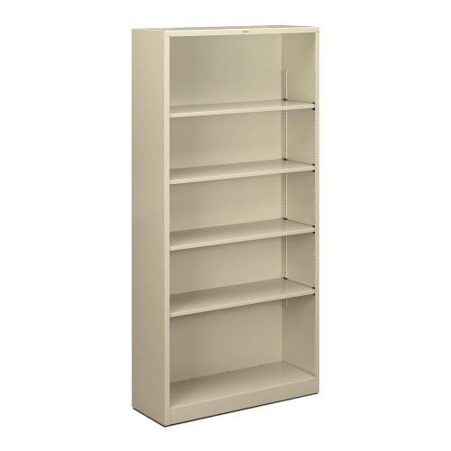 Putty 5-Shelf HON Metal Bookcase, 5 Shelves, 34-1/2 W by 12-5/8 D by 71 H, Putt