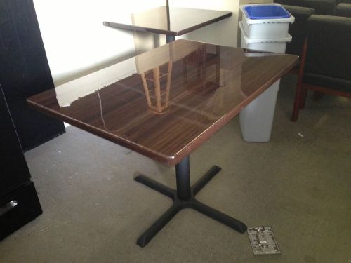 *CAFETERIA/LUNCH ROOM TABLE WALNUT COLOR GLOSSY LAMIN TOP w/METAL X-BASE 30x42*