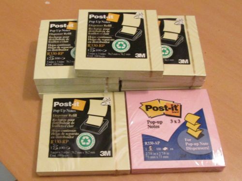 9 PACKAGES 3M POP UP POST-IT NOTES, 3&#034;X3&#034; DISPENSER REFILLS, 900 SHEETS,  NEW