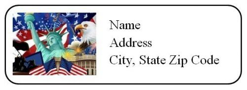 30 Personalized Return Address Labels US Flag Independence Day (us27)